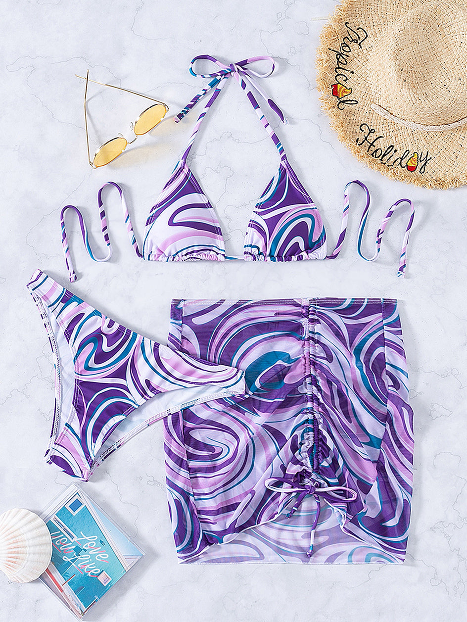 Bikini sexy Femme Maillot de bain Femmes 3 pièces Ensemble de Bikinis tout en un Couverture de femme