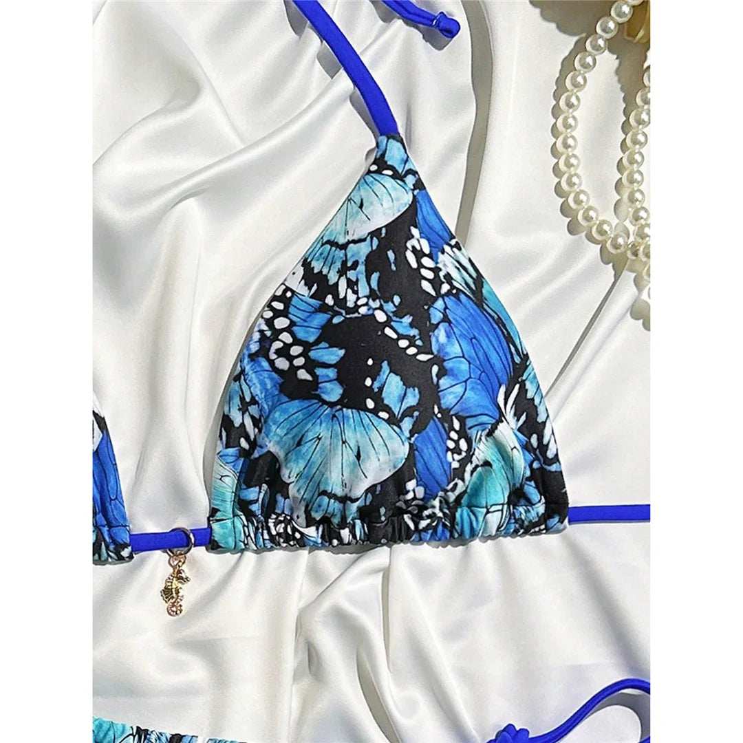 Bikini femmes deux pièces avec haut à nouer imprimé XS - L, maillot de bain avec coupe haute.