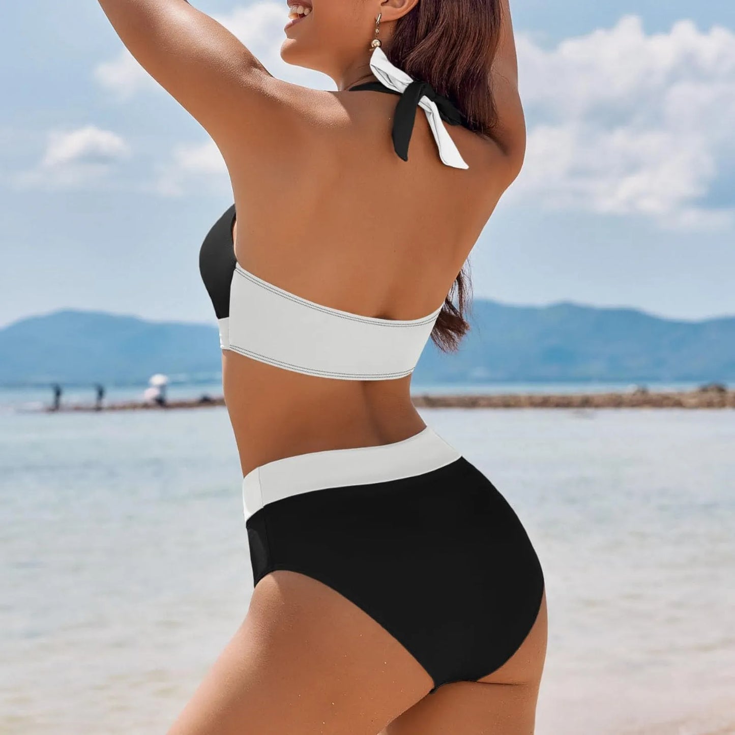 Maillot de bain femme à imprimé floral en colour block bikini Beach taille haute deux pièces pour adolescentes biquinis feminino tendance
