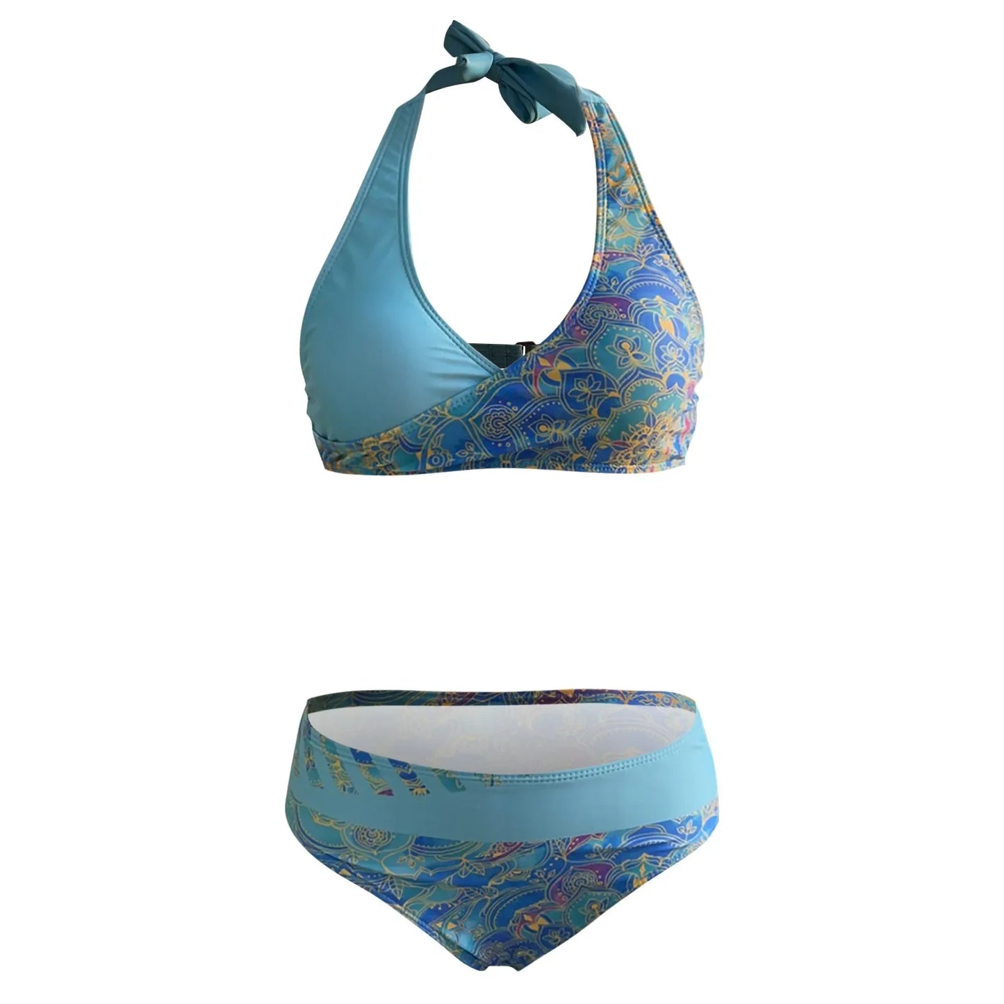 Maillots de bain pour femmes big poitrine élastiques taille haute bikinis sexy push-up deux pièces maillot de bain dames vintage imprimé biquinis