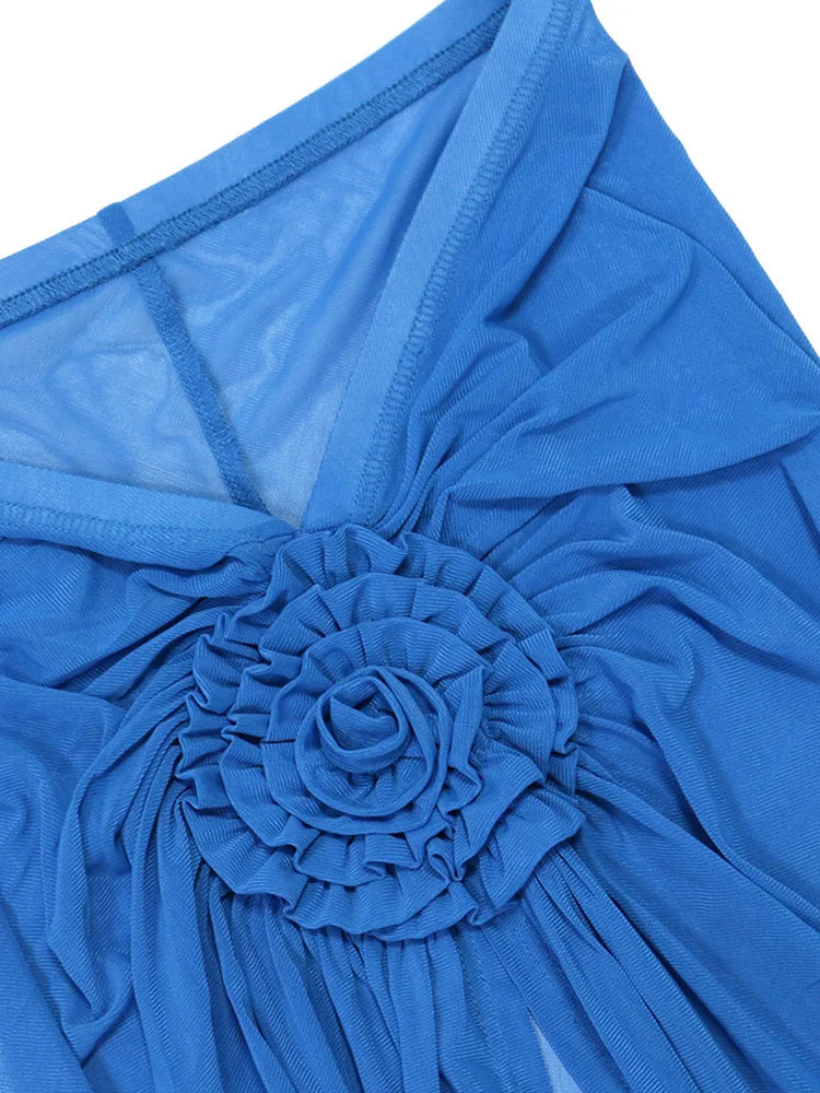 Ensemble de bikini 3 pièces pour femmes Beyprern en bleu royal avec fleur
