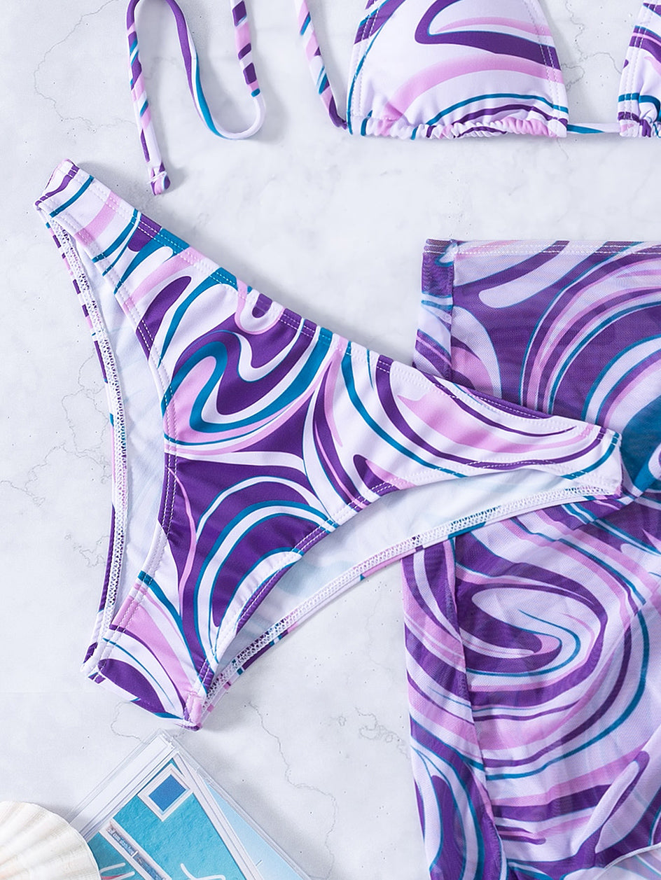 Bikini sexy Femme Maillot de bain Femmes 3 pièces Ensemble de Bikinis tout en un Couverture de femme