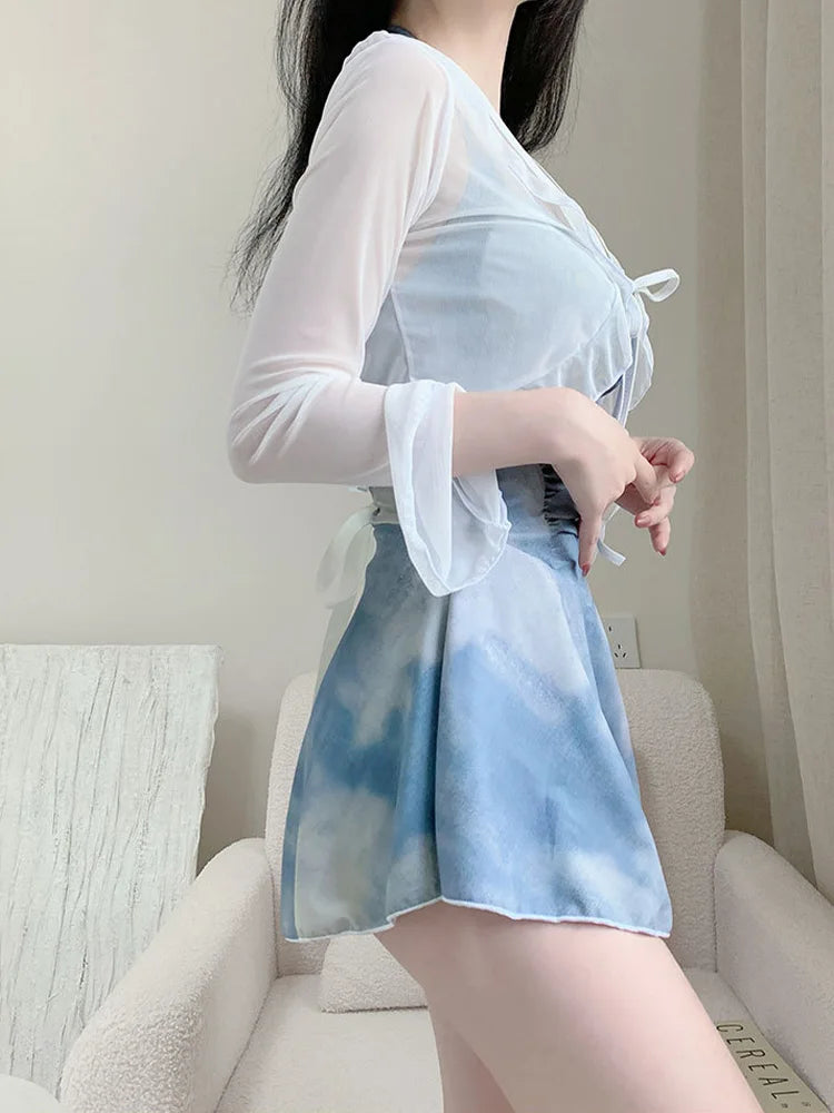 Robe de bikini sexy et douce AOTVOTEE bleue à halter pour femmes 2025, nouvelle mode d'été, maillot de bain