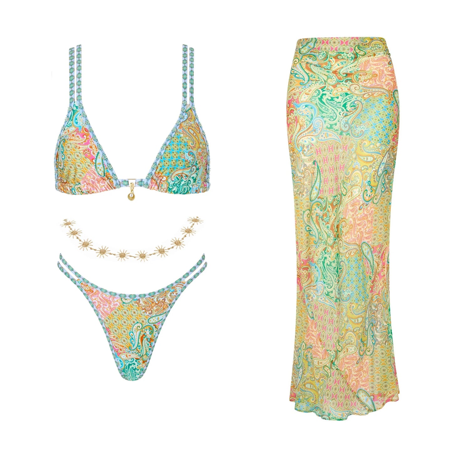Bikini avec jupe imprimée Maillots de bain femme bikini brésilien 3 pièces maillot de bain jupe