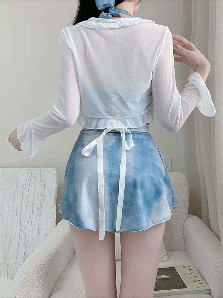 Robe de bikini sexy et douce AOTVOTEE bleue à halter pour femmes 2025, nouvelle mode d'été, maillot de bain