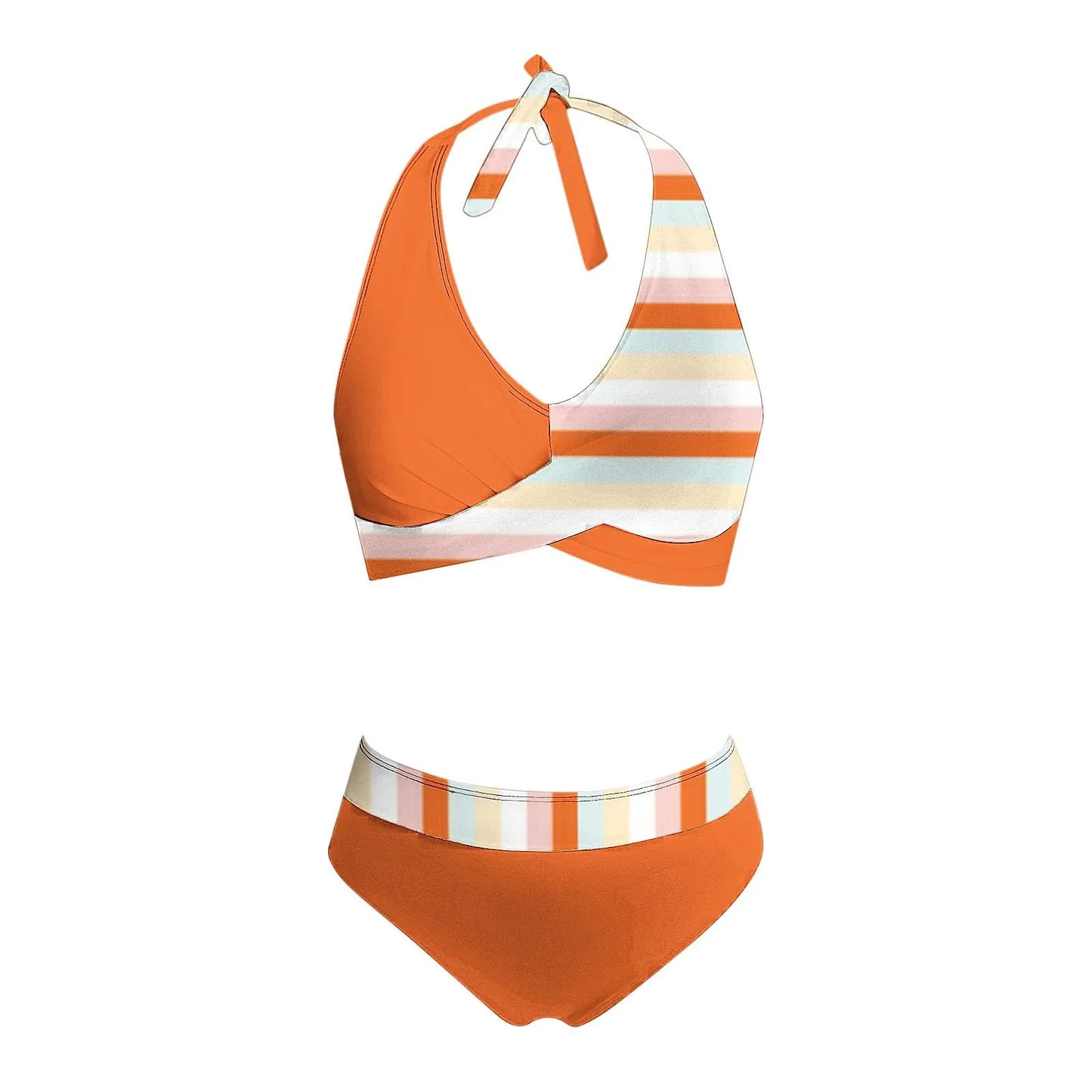 Maillot de bain femme à imprimé floral en colour block bikini Beach taille haute deux pièces pour adolescentes biquinis feminino tendance