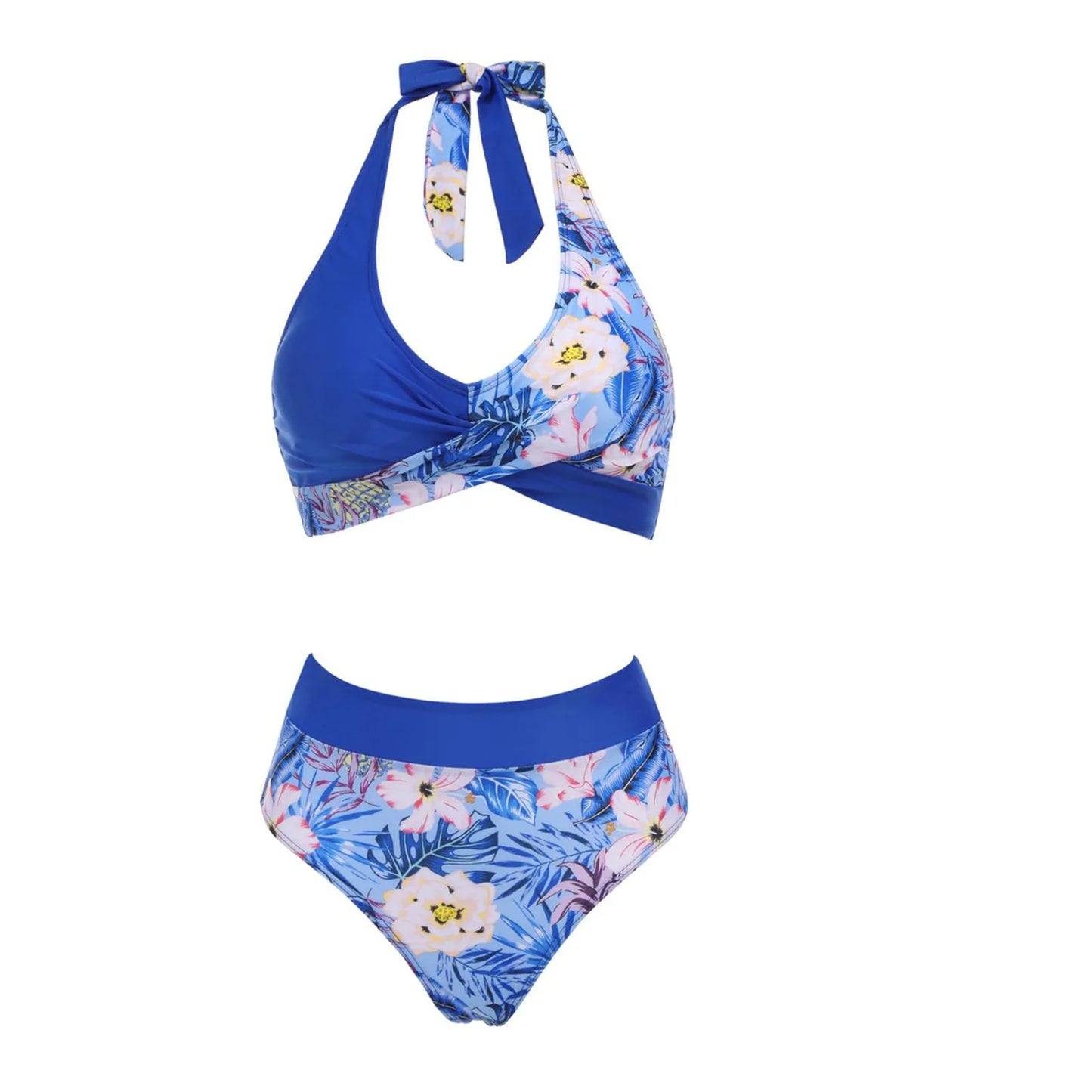 Maillot de bain femme à imprimé floral en colour block bikini Beach taille haute deux pièces pour adolescentes biquinis feminino tendance