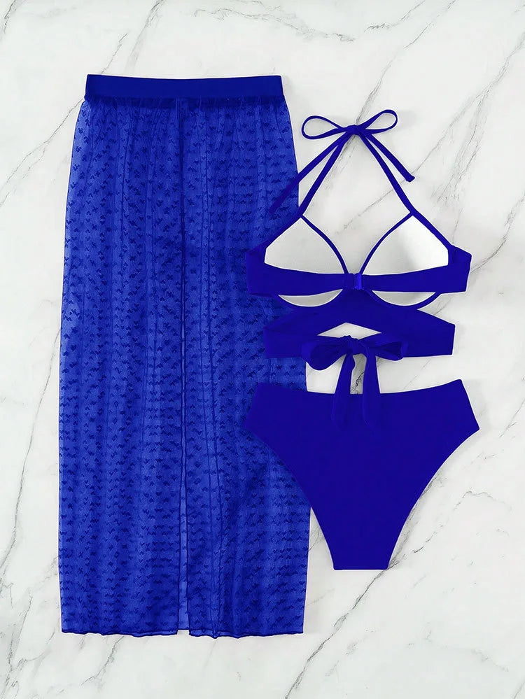 Maillot de bain trois pièces Nadanbao pour femmes, bikini multicolore à mailles pour les fêtes à la plage
