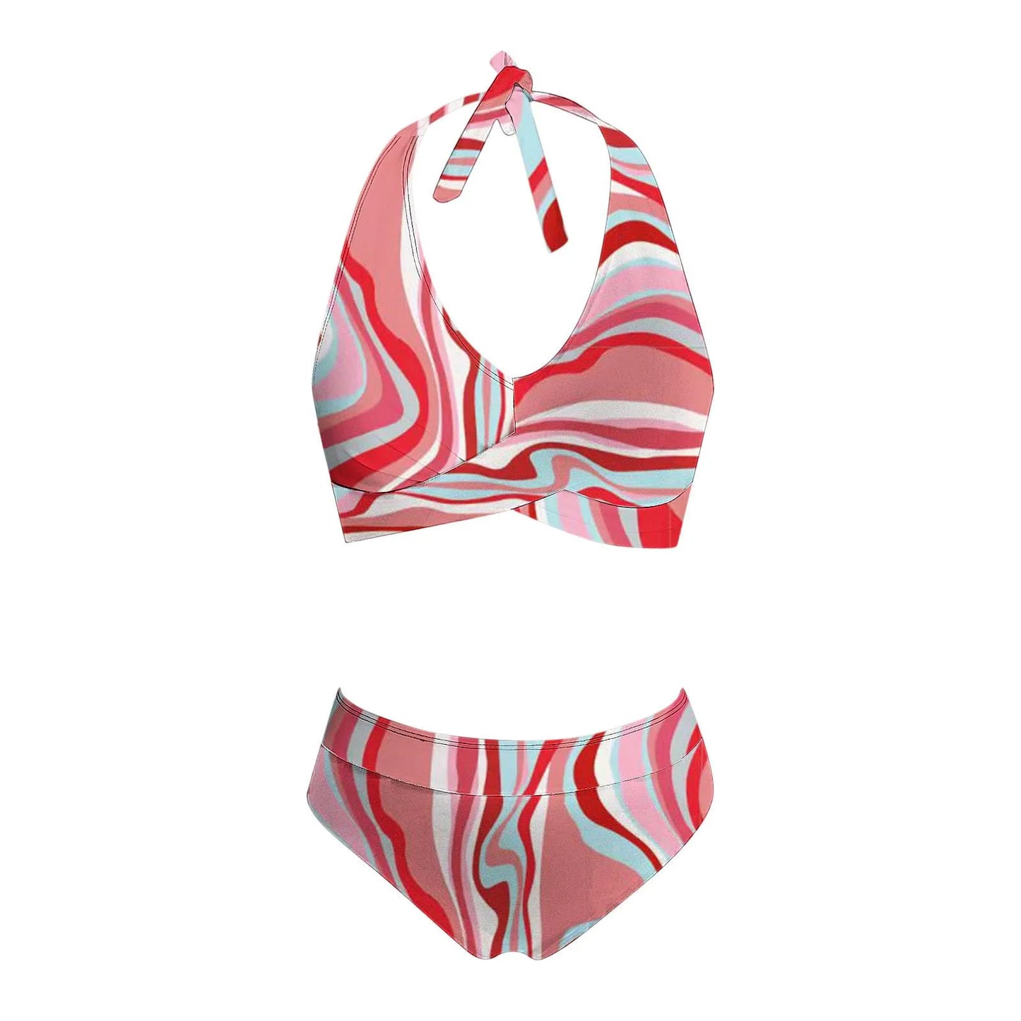 Maillot de bain femme à imprimé floral en colour block bikini Beach taille haute deux pièces pour adolescentes biquinis feminino tendance