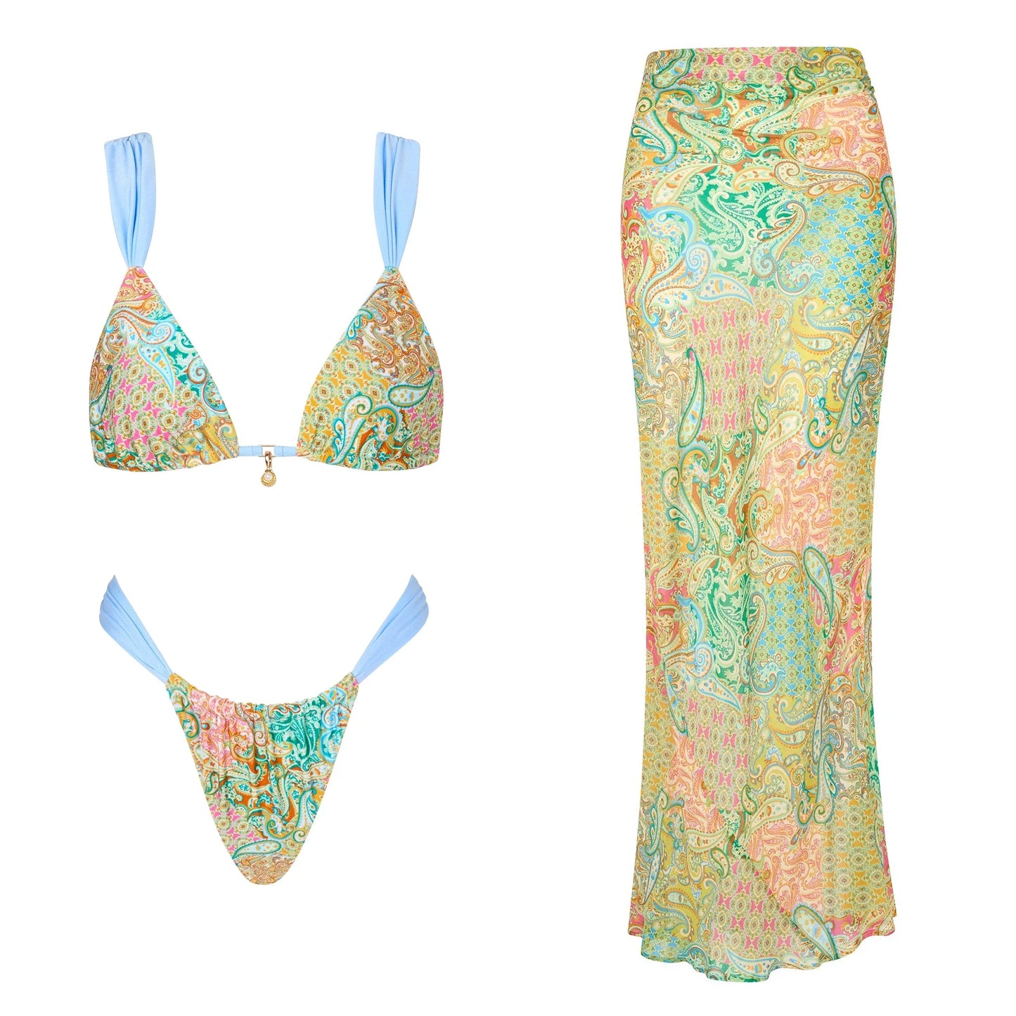 Bikini avec jupe imprimée Maillots de bain femme bikini brésilien 3 pièces maillot de bain jupe