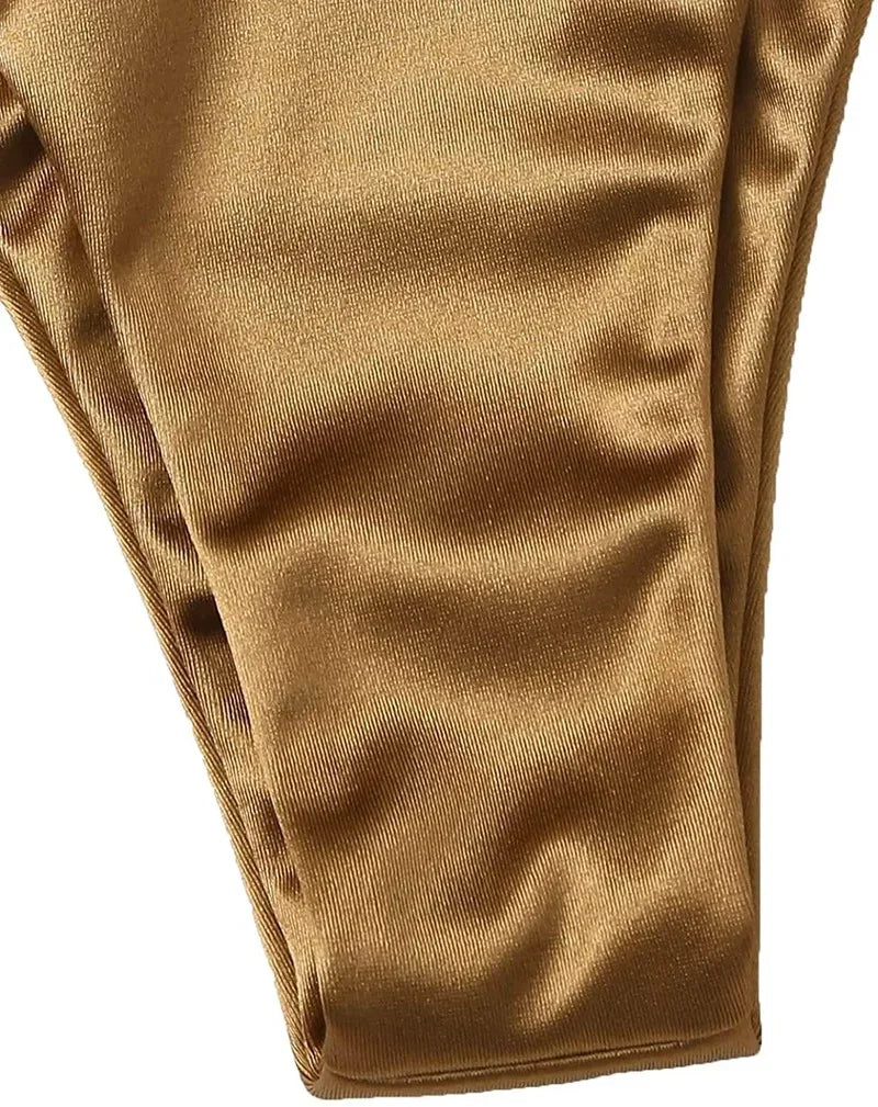 Ensemble de bikini satin métallique brésilien pour femmes, maillot de bain à deux pièces, maillot de bain à taille haute,