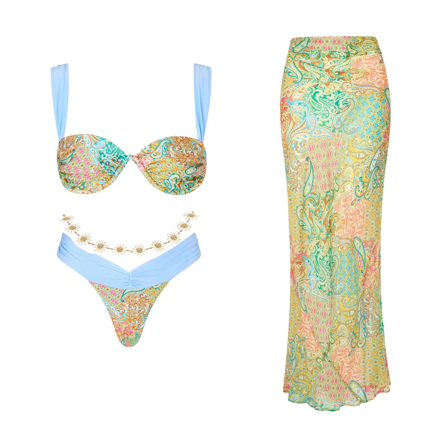 Bikini avec jupe imprimée Maillots de bain femme bikini brésilien 3 pièces maillot de bain jupe