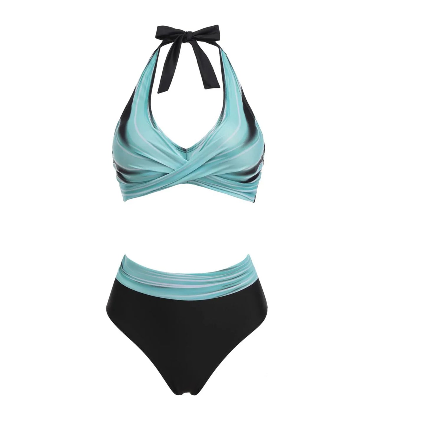 Maillot de bain femme à imprimé floral en colour block bikini Beach taille haute deux pièces pour adolescentes biquinis feminino tendance