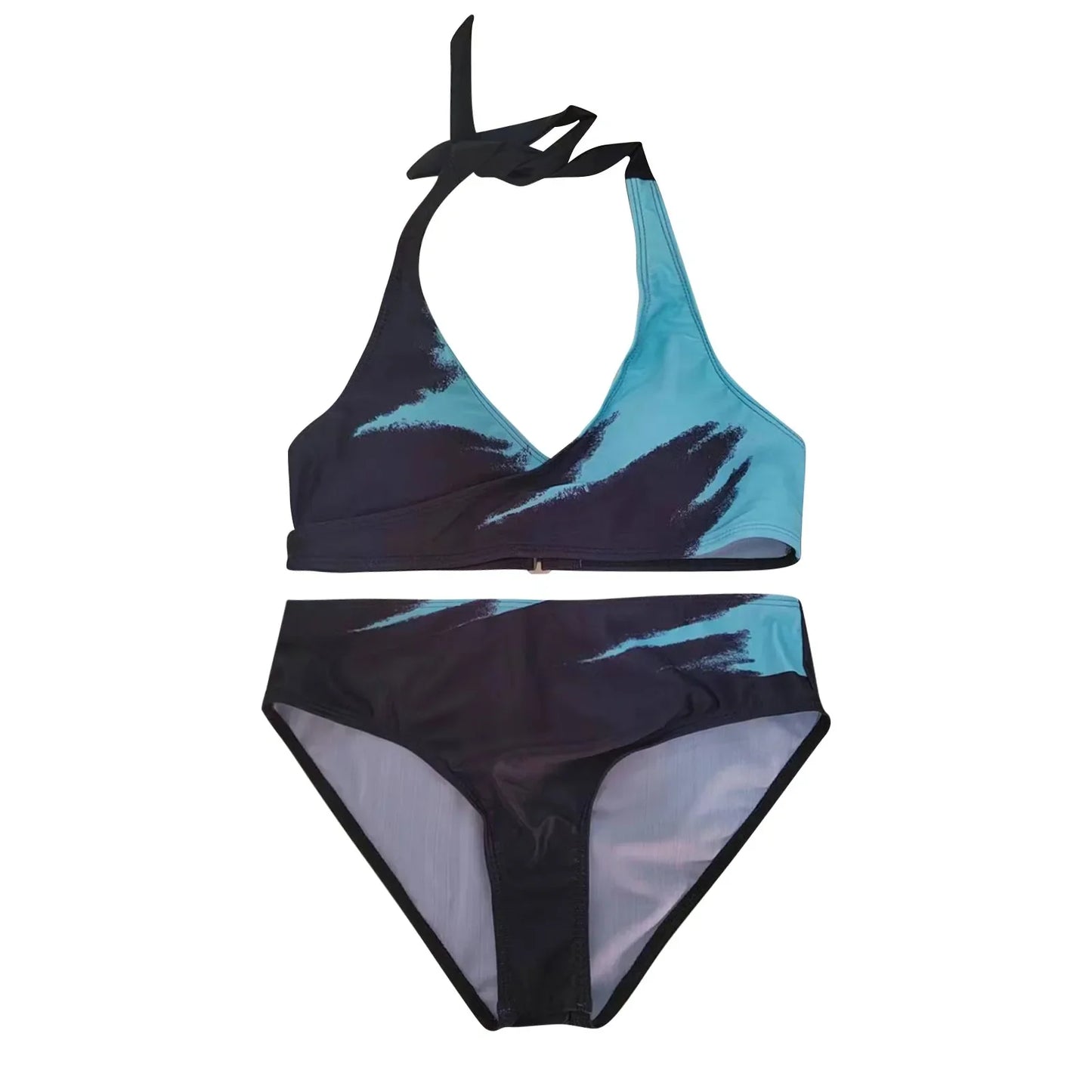 Maillots de bain pour femmes big poitrine élastiques taille haute bikinis sexy push-up deux pièces maillot de bain dames vintage imprimé biquinis
