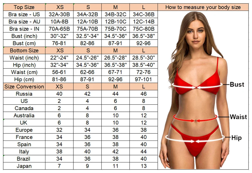 XS - L Maillot de bain pour femmes, bikini à manches courtes imprimé cerise, ensemble de bikini trois pièces,