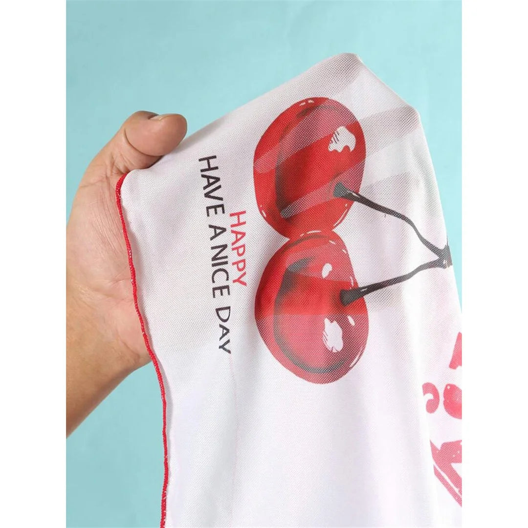 XS - L Maillot de bain pour femmes, bikini à manches courtes imprimé cerise, ensemble de bikini trois pièces,