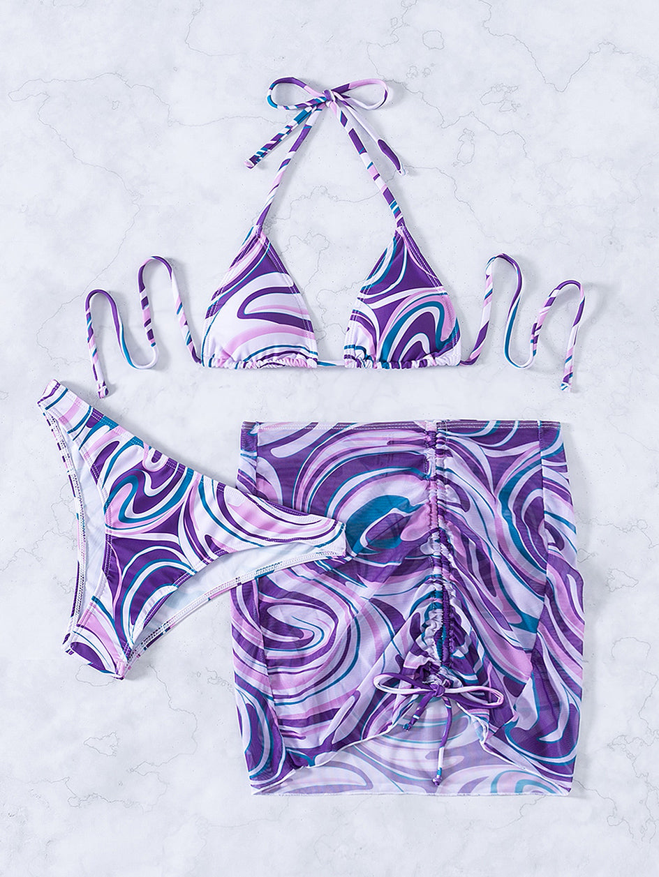 Bikini sexy Femme Maillot de bain Femmes 3 pièces Ensemble de Bikinis tout en un Couverture de femme