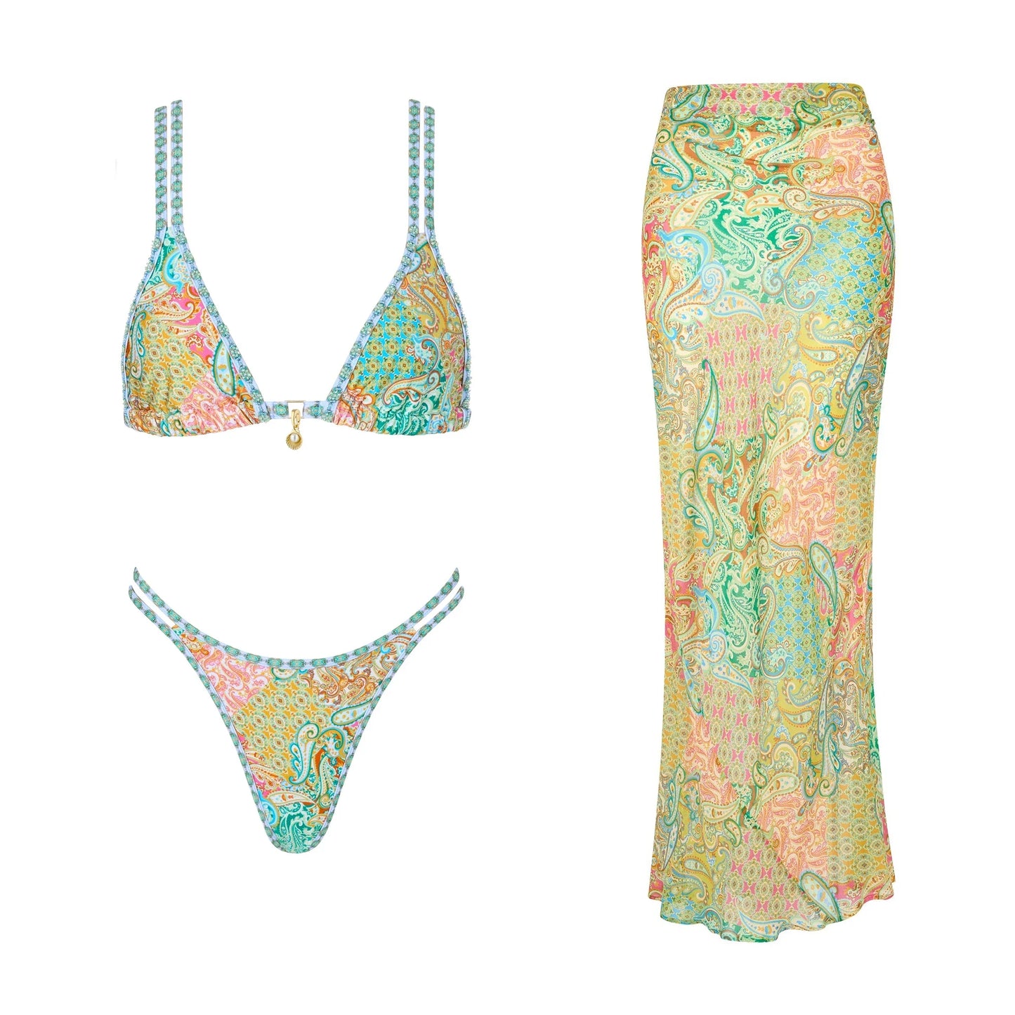 Bikini avec jupe imprimée Maillots de bain femme bikini brésilien 3 pièces maillot de bain jupe