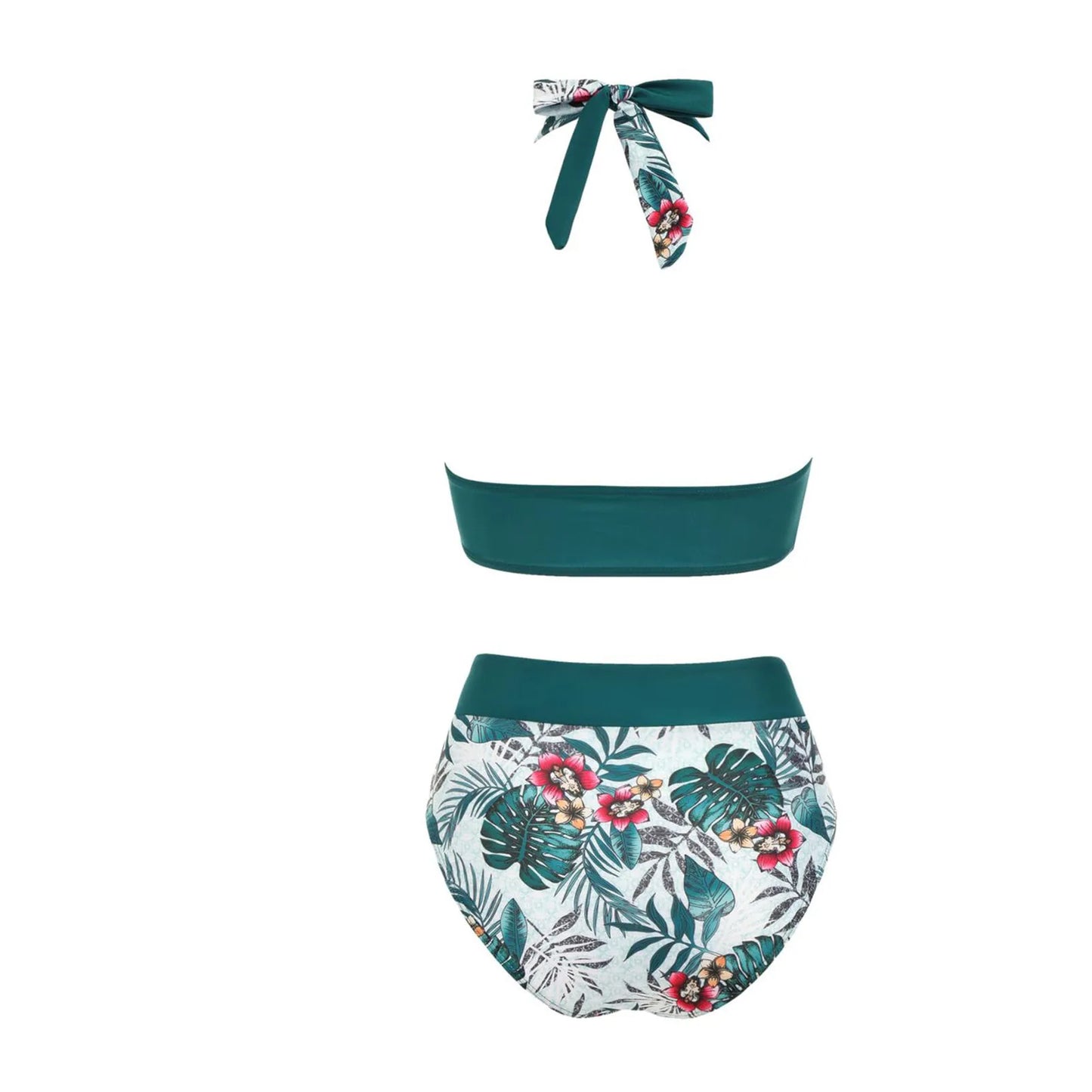 Maillot de bain femme à imprimé floral en colour block bikini Beach taille haute deux pièces pour adolescentes biquinis feminino tendance