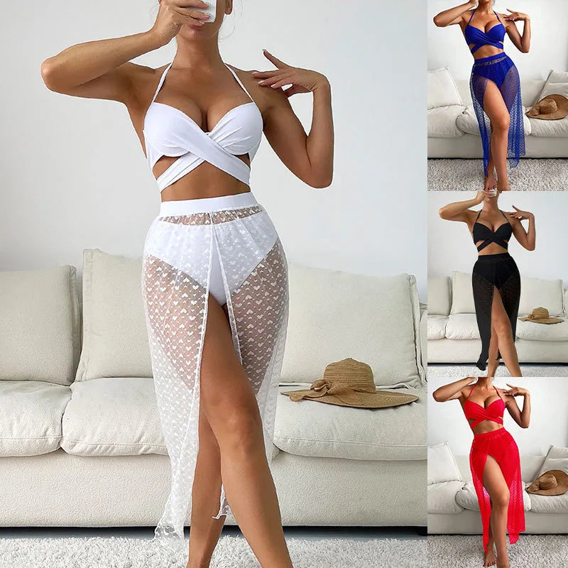 Maillot de bain trois pièces Nadanbao pour femmes, bikini multicolore à mailles pour les fêtes à la plage