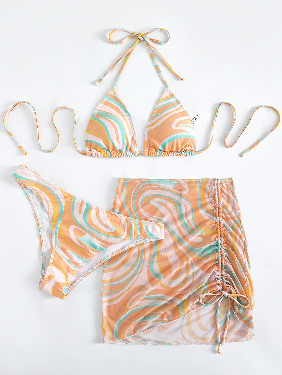 Bikini sexy Femme Maillot de bain Femmes 3 pièces Ensemble de Bikinis tout en un Couverture de femme