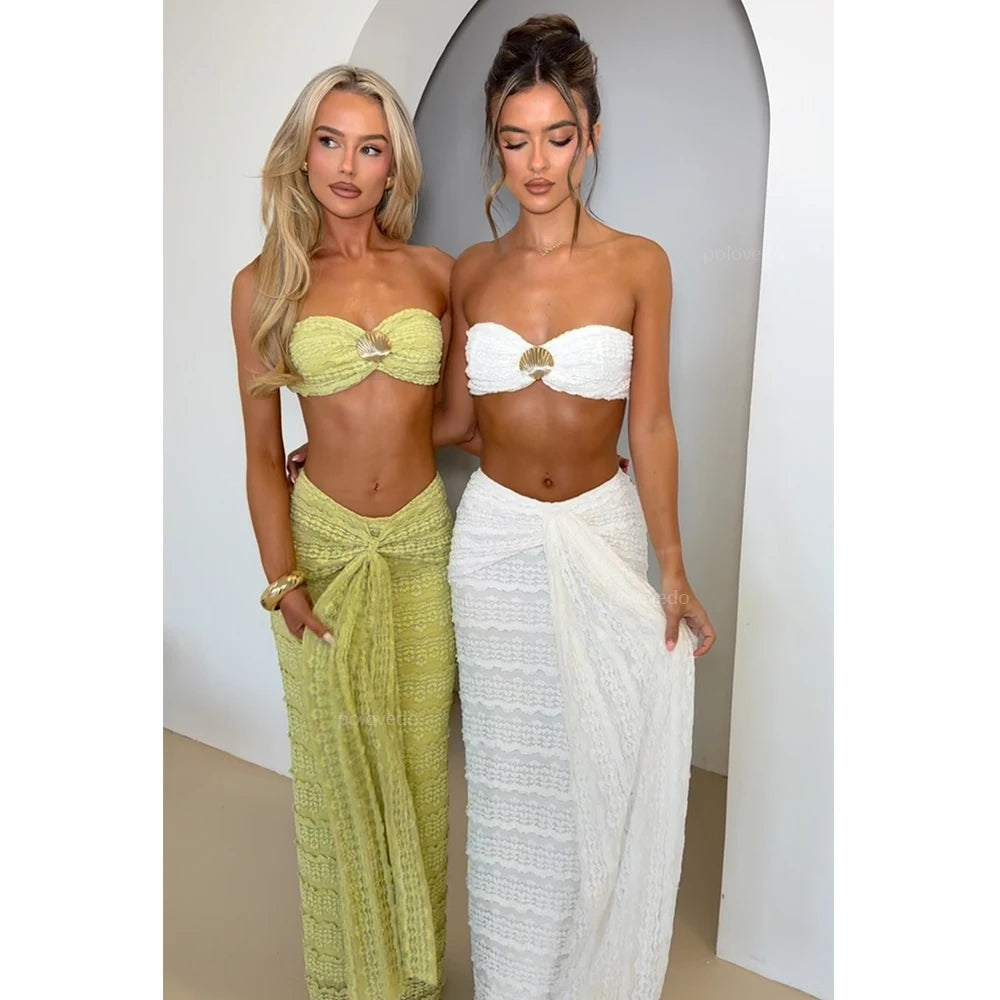 Ensemble de bikini 3 pièces 2025 Maillot de bain sexy pour femmes Robe longue de couverture Ensemble