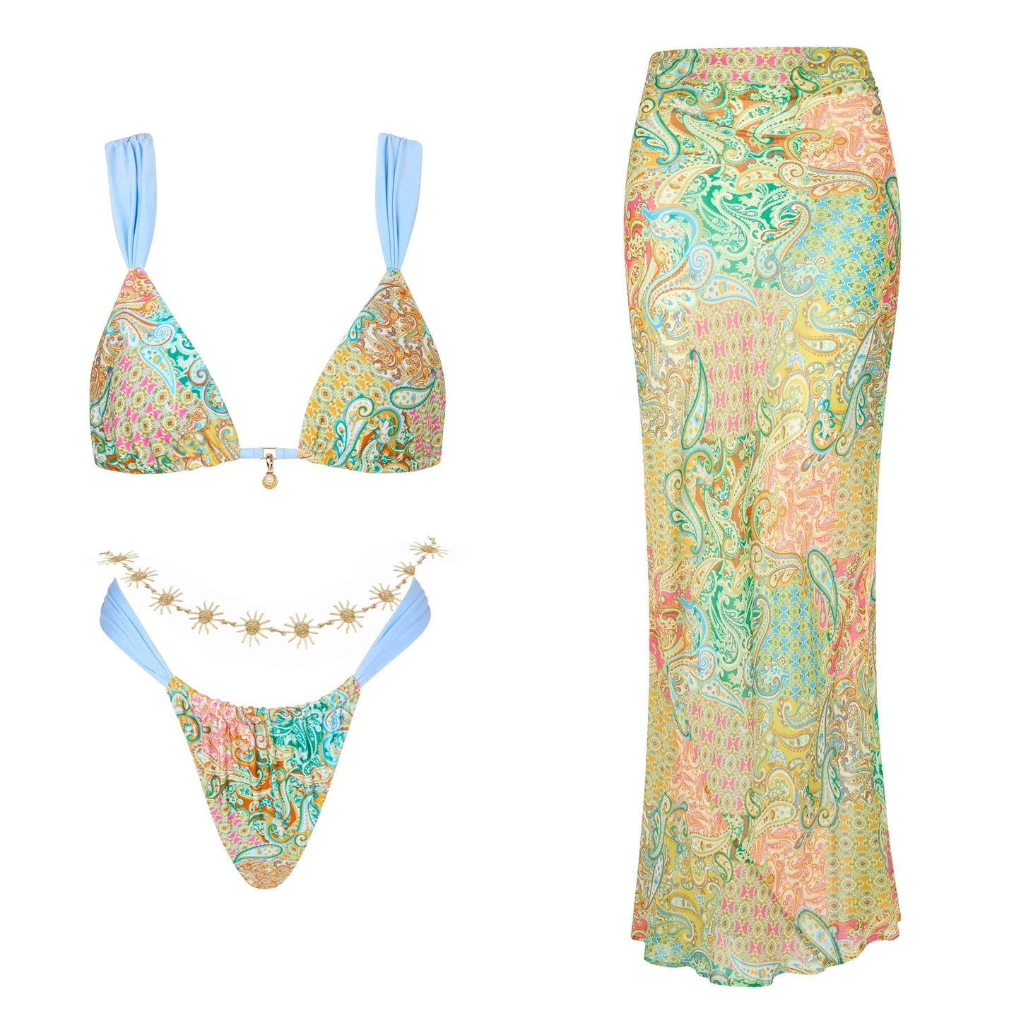 Bikini avec jupe imprimée Maillots de bain femme bikini brésilien 3 pièces maillot de bain jupe