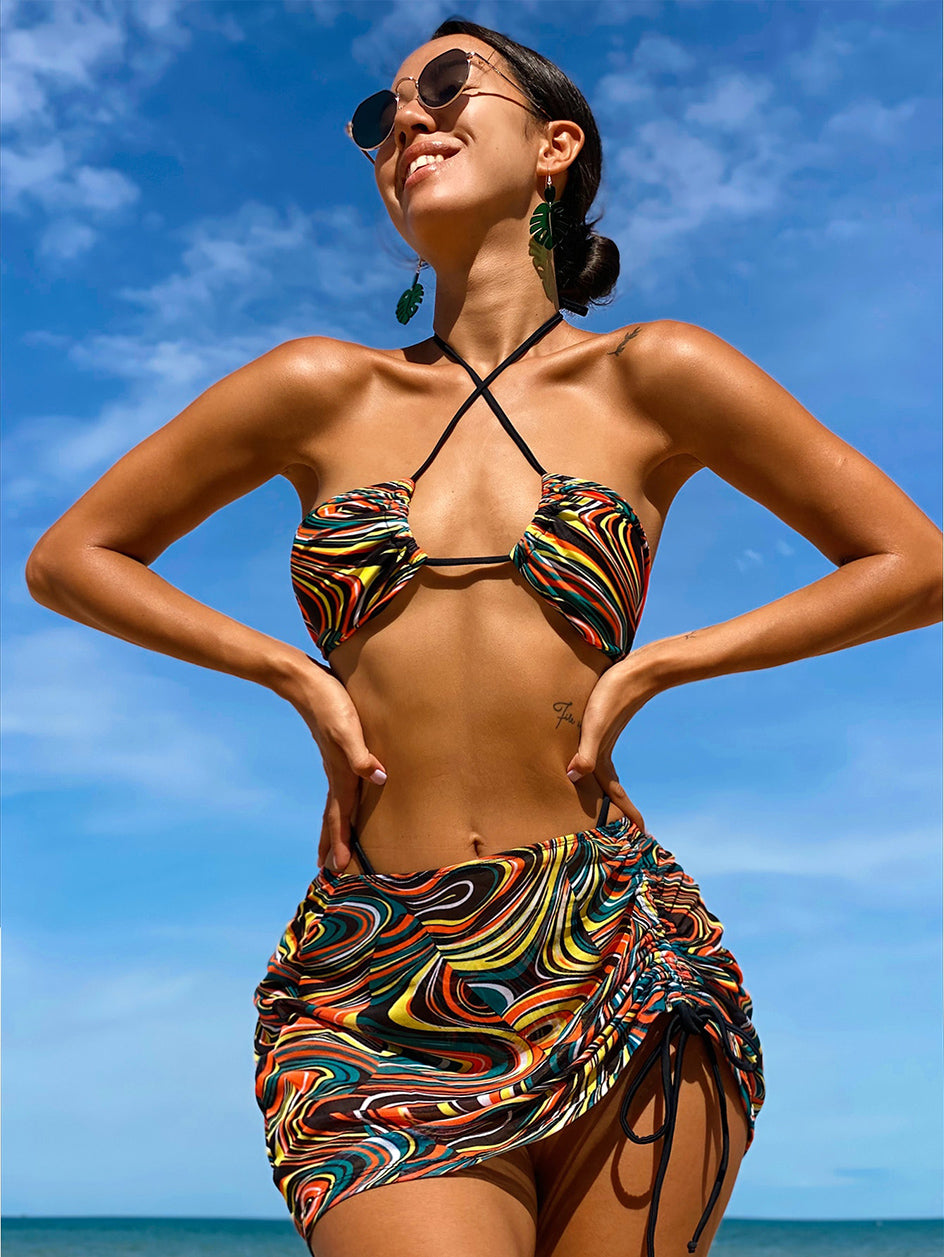 Bikini sexy Femme Maillot de bain Femmes 3 pièces Ensemble de Bikinis tout en un Couverture de femme